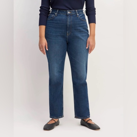 Everlane | Curvy Straight Leg Cheeky Dark Wash Denim Jeans Size 30/10 Crop - Picture 2 of 12
